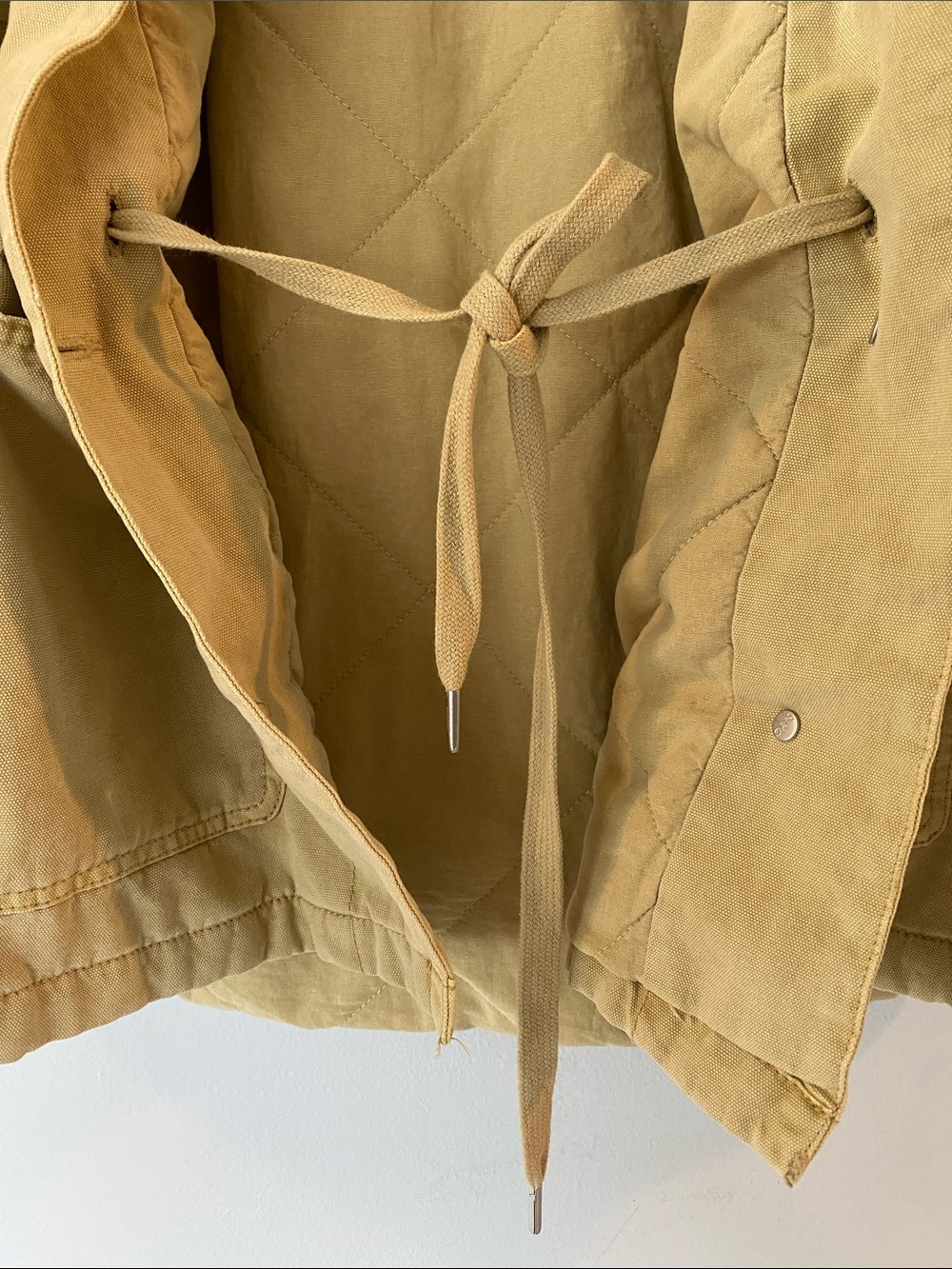 Blank NYC Beige Utility Jacket with Brown Collar with drawstring waist - Picture 8 of 11